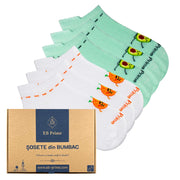 Sosete scurte dama | Cutiuta "Eleganta in Miscare" Nr. 7 | 6 perechi | Alb, Verde
