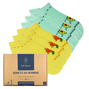 Sosete scurte dama | Cutiuta "Eleganta in Miscare" Nr. 9 | 6 perechi | Galben, Verde