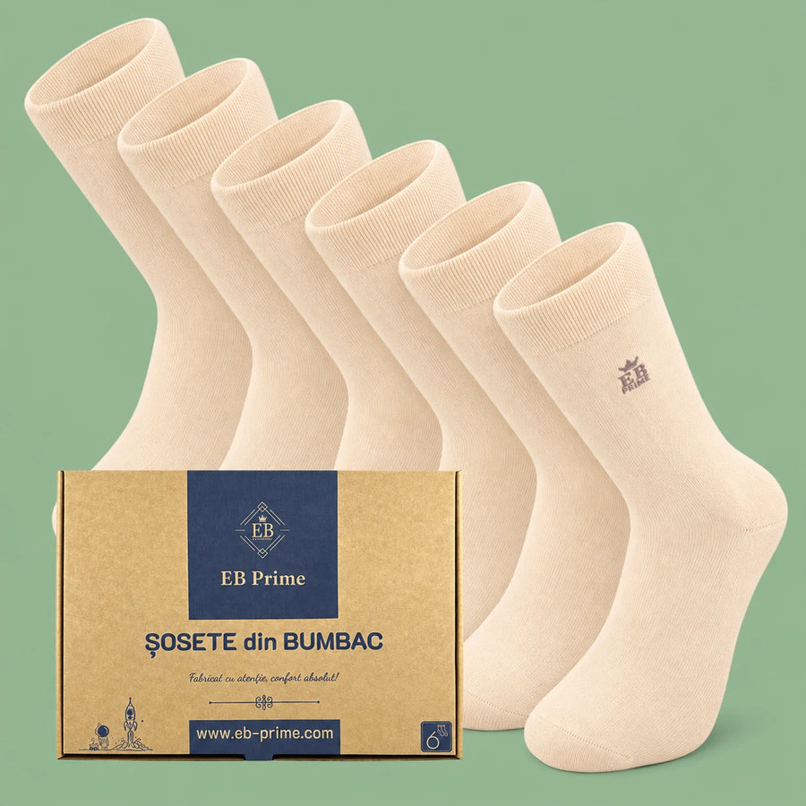 Sosete Clasice | Cutiuta „Stoc Saptamanal” Nr.17 | 6 perechi | 6x Crem