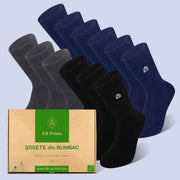Sosete Clasice | Cutiuta "Rezerva Lunara" Nr.11 | 12 perechi | 3x Negru, 3x Gri, 6x Albastru