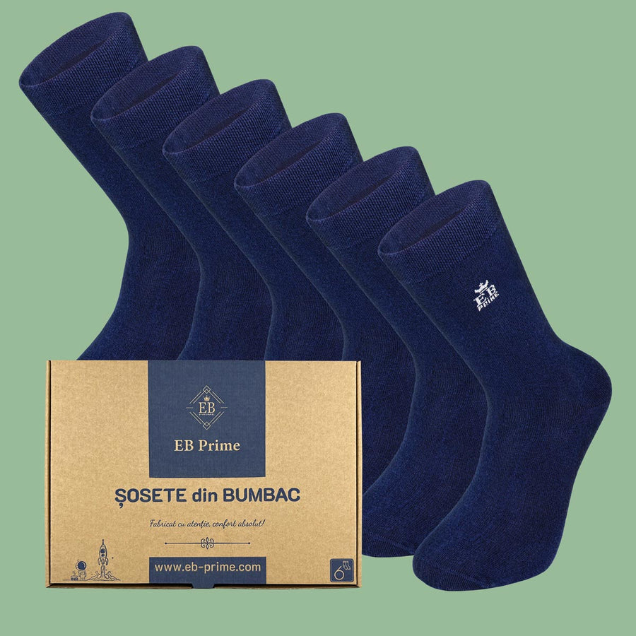 Sosete Clasice | Cutiuta "Stoc Saptamanal" Nr. 3 | 6 perechi | 6x Albastru