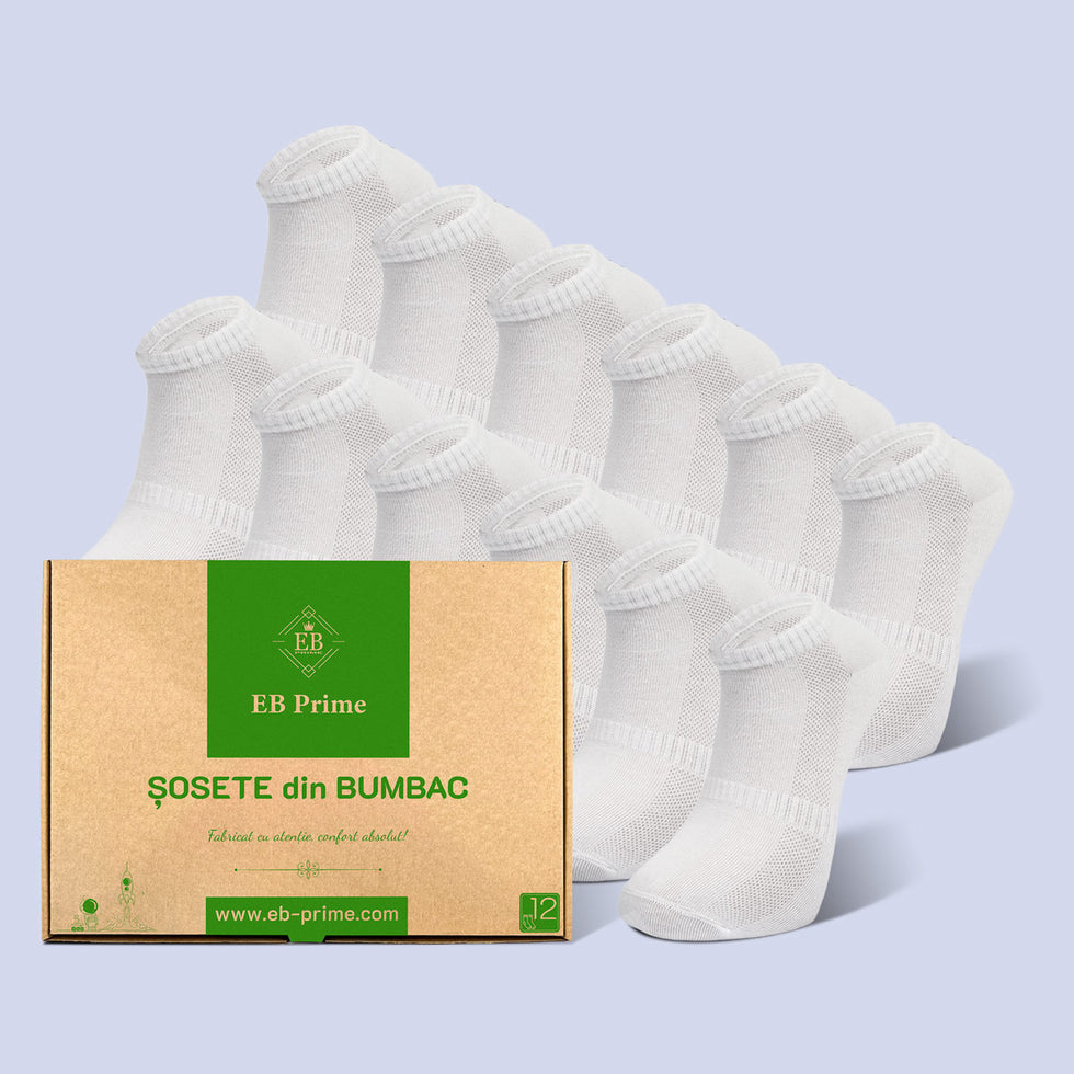 Sosete Scurte | Cutiuta "Confort Suprem" Nr. 4 | 12 perechi | 12x Alb