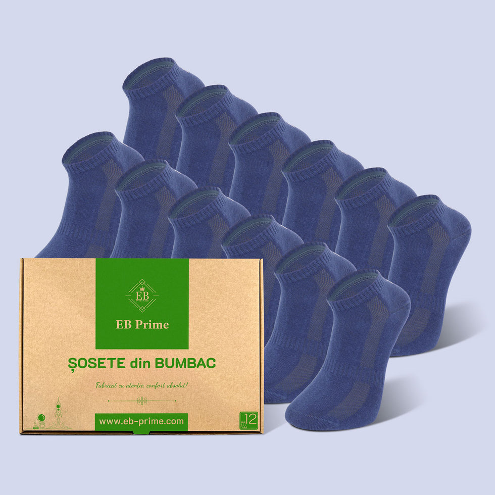 Sosete Scurte | Cutiuta "Confort Suprem" Nr. 3 | 12 perechi | 12x Albastru