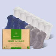 Sosete Scurte | Cutiuta "Confort Suprem" Nr.14 | 12 perechi | 3x Gri, 3x Albastru, 6x Alb