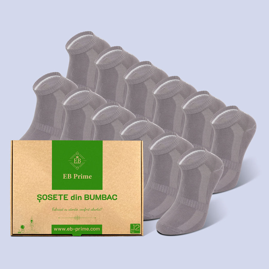 Sosete Scurte | Cutiuta "Confort Suprem" Nr. 2 | 12 perechi | 12x Gri