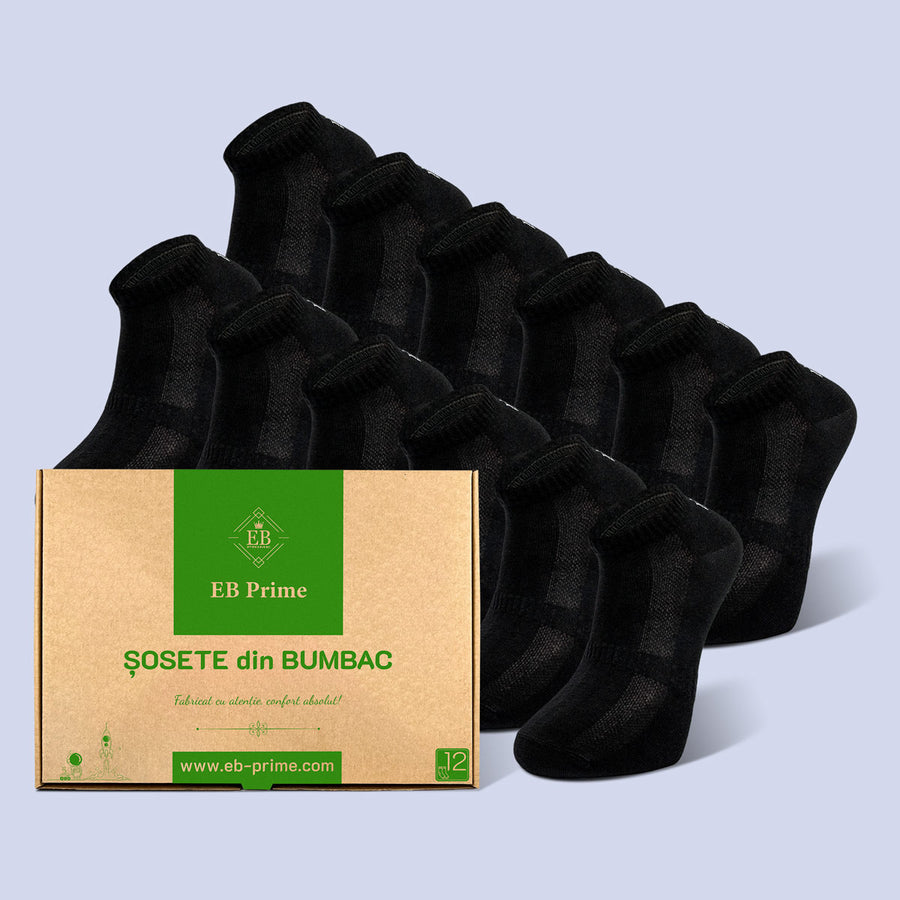 Sosete Scurte | Cutiuta "Confort Suprem" Nr. 1 | 12 perechi | 12x Negru