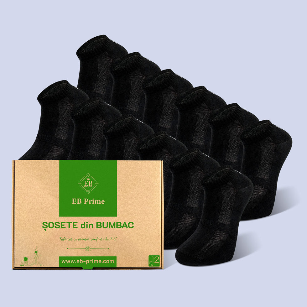 Sosete Scurte | Cutiuta "Confort Suprem" Nr. 1 | 12 perechi | 12x Negru