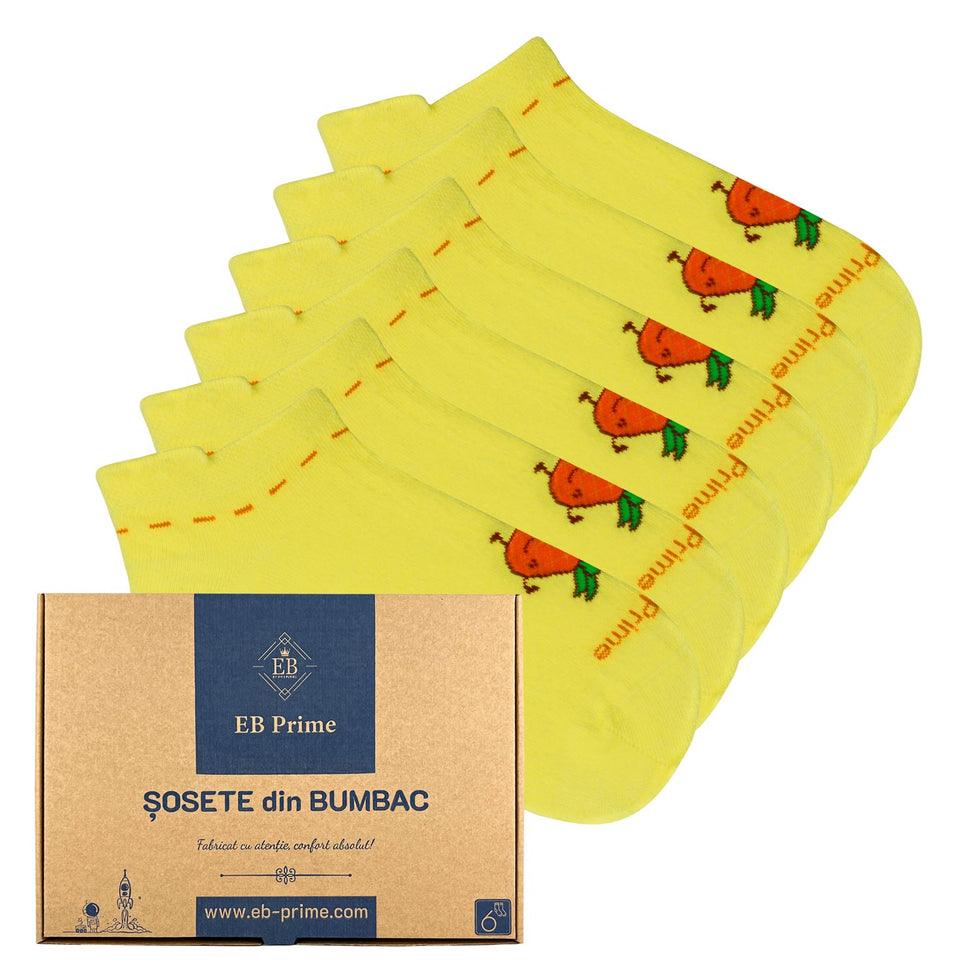 Sosete scurte dama | Cutiuta "Eleganta in Miscare" Nr. 2 | 6 perechi | Galben