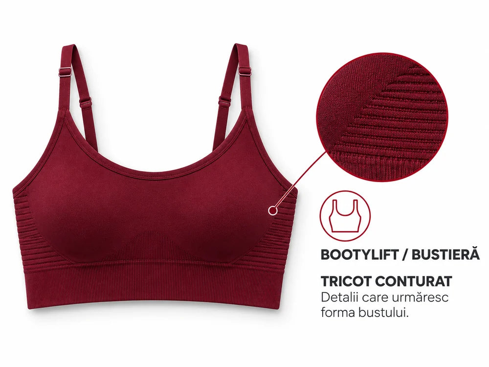 Bustieră BOOTYLIFT - Bordo: Tricot conturat