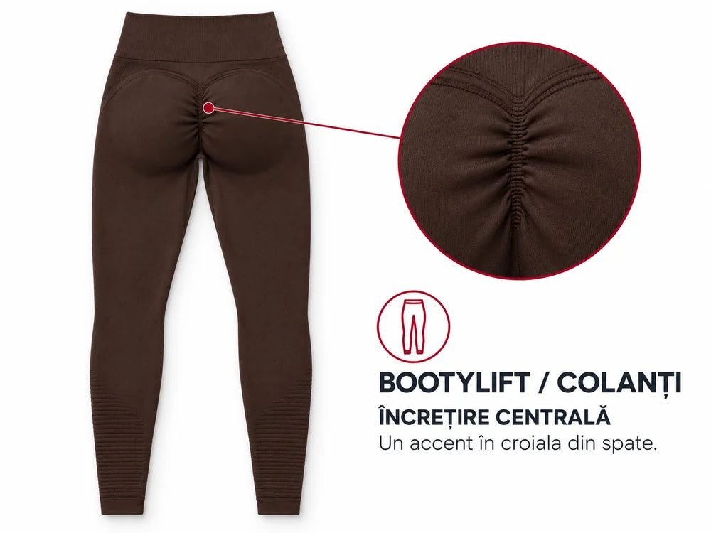 Colanți BOOTYLIFT - Maro: Încrețire centrală