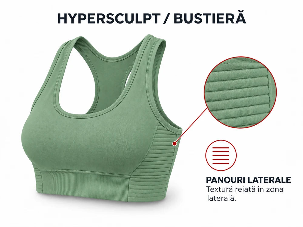 Bustieră HYPERSCULPT - Mentă: Panouri laterale reiate