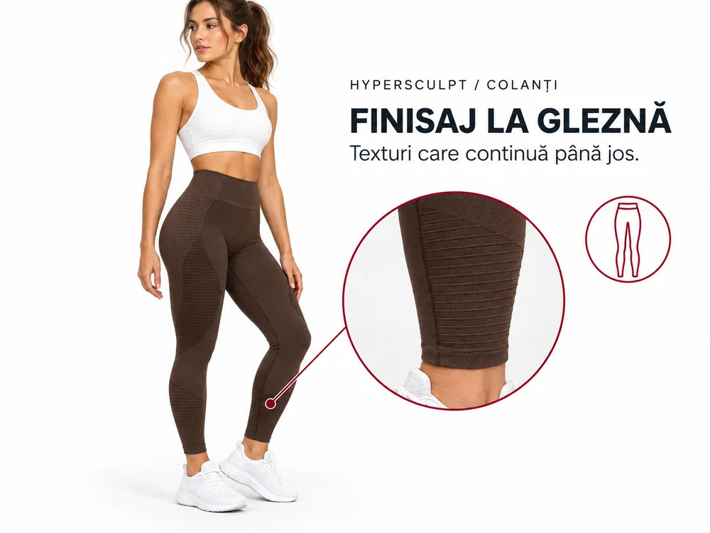 Colanți HYPERSCULPT - Maro: Finisaj la gleznă