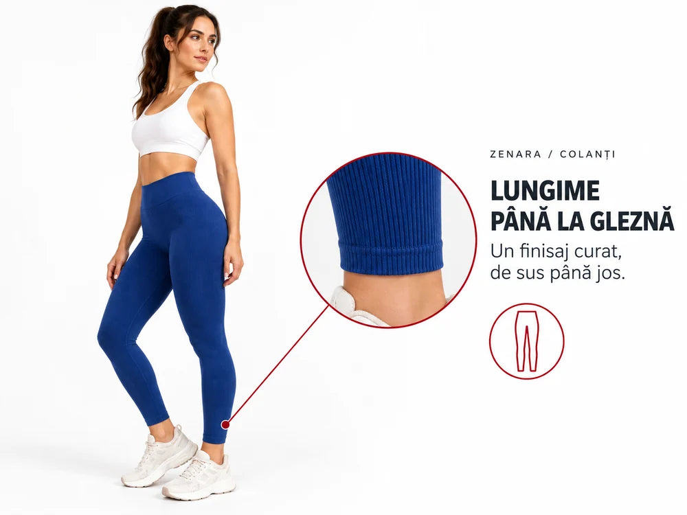 Colanți ZENARA - Albastru: Lungime până la gleznă