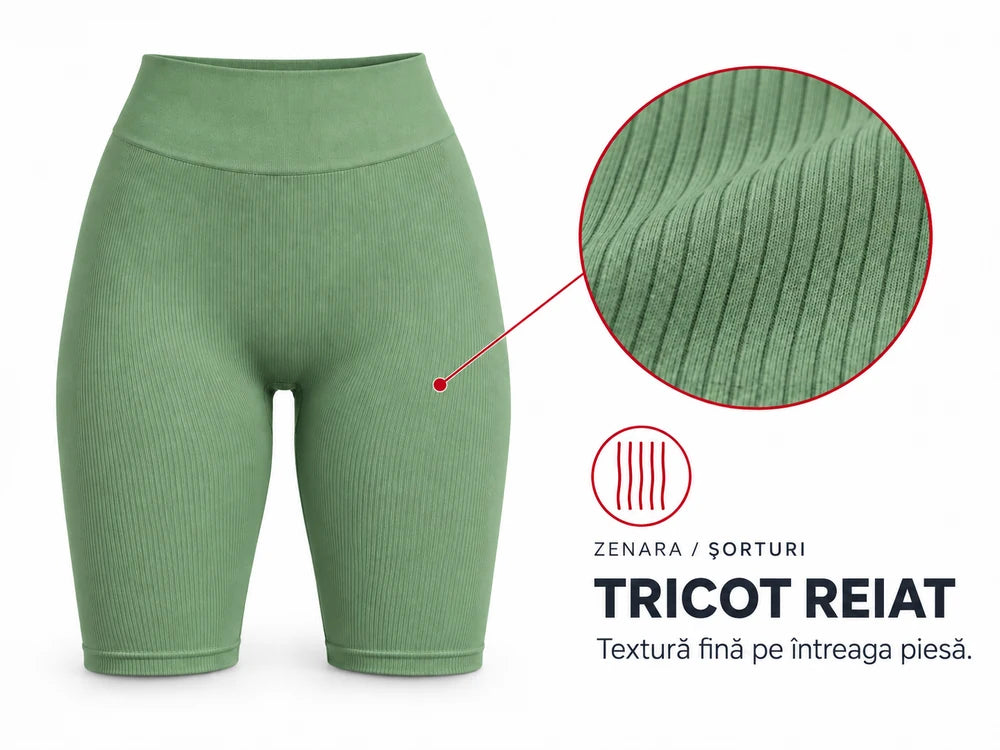 Șorturi ZENARA - Mentă: Tricot reiat